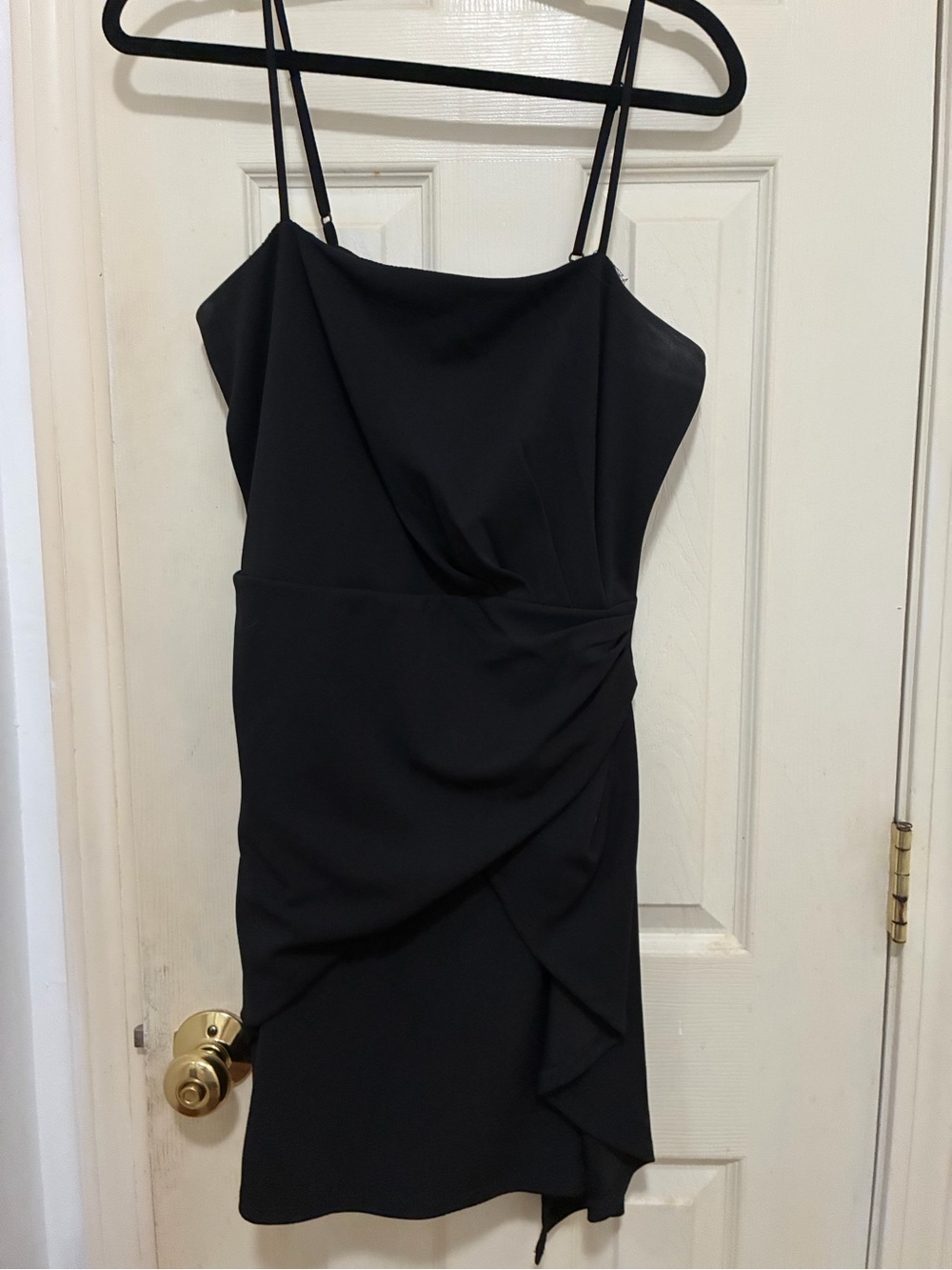 Trixxi Black Spaghetti Strap Draped Mini Dress